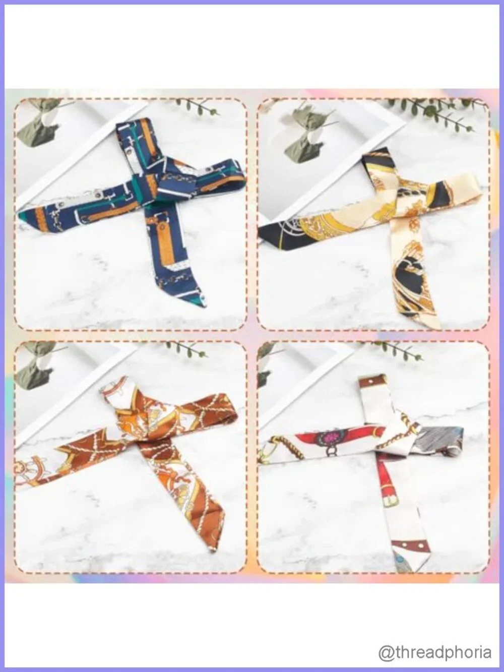 12 Pack Satin Silk Feel Narrow Neck Scarf Hair Wrap Handbag Ribbon Set